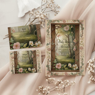 Cartão De Informações Boho Woodland Forest Raffle Diapper