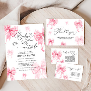 Cartão Bebê É Frio Fora Do Chá de fraldas Garota Obrigado