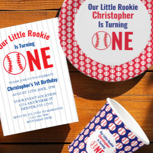Convite para primeiro aniversario Rookie Baseball