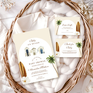 Cartão De Informações Bebê em Conselho Beach Chá de fraldas Livros para 