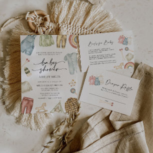 Convite para Chá de fraldas de Roupas Meninas