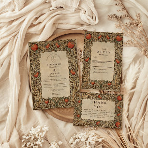 Cartão De Agradecimento Vintage Pomegranate Wedding Elegante
