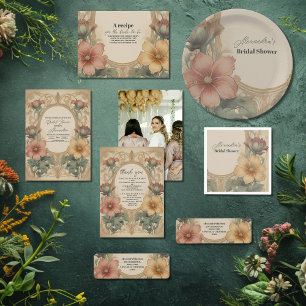 Etiqueta Vintage Art Nouveau Chá de panela Floral