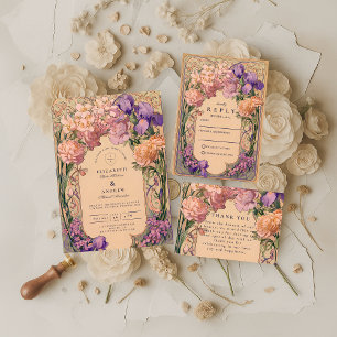 Convite Casamento Floral Art Nouveau