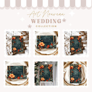 Cartão De Agradecimento Nouveau de Casamento Floral Ornamental