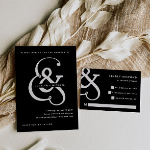 Convite Whimsical Ampersand   Casamento branco e bege