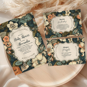 Convite Chá de fraldas Vintage Watercolor Flowers