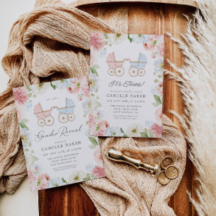 É um convite para gêmeos e Chás de fraldas