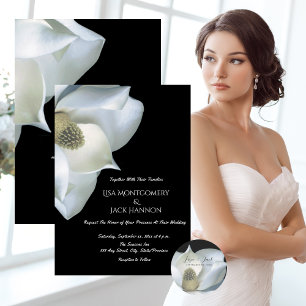 Adesivo Redondo Casamento Negro e Branco da Magnolia Elegante
