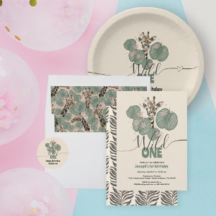 Papel De Presente Wild Safari Giraffe Animal Festa de aniversário