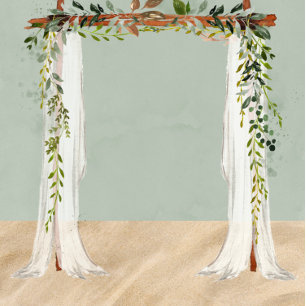 Convite Casamento Moderno Tropical de Beach Sand White