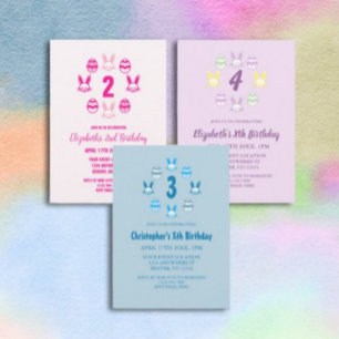 Convite Aniversário de 3 anos Páscoa azul