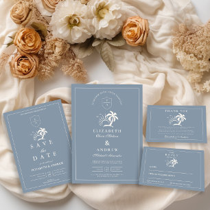 Cartão De Agradecimento Casamento de Árvore de Palma Desenhada à Mão Elega