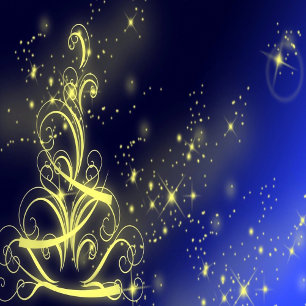 Cartão De Festividades Saudação da Árvore de Natal Dourada Estrelas Marin