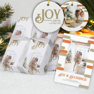 Cartão De Festividades Foto de Natal de Bloco Moderno Personalizada