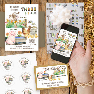 Adesivo Redondo Obrigado por ter vindo à Fazenda de porco