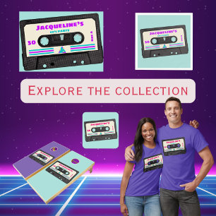 Convite Retro Eighties Music Mix Tape 18th Birthday Party