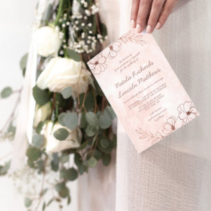 Convite Chá de casamento Dourado e cor-de-rosa azul