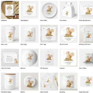 Convite Chá de fraldas de Fita Botânica de Esquilo Cinto