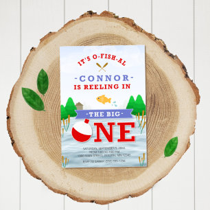 Convite O Grande primeiro aniversario Do Tema Da Pesca Col