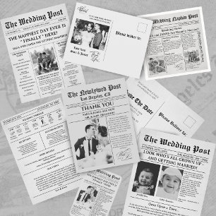 Convite Cronologia de Casamento em Jornal Único