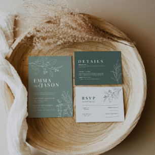 Sage Green Wedding Floral Convite