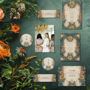 Etiqueta Elegante Art Nouveau Chá de panela Floral