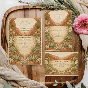 Convite Casamento no Deserto Boho com Flores Silvestres