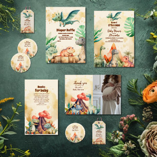 Adesivo Redondo Chá de fraldas de Garoto Verde Dinossauro Cinto-d'