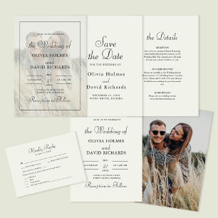 Convite Casamento Personalizado de Foto Boho Minimalista