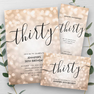 Adesivo Redondo Aniversário de 30 anos de Luzes Leves Douradas do 