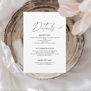 Informações Cartão de Detalhes de Casamento Minimalista Modern