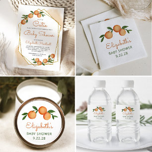 Convite Laranja Pequeno Chá de fraldas de Citros