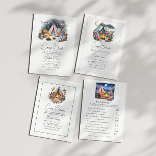 Convite Itinerário do Fim de Semana da Noiva do Campo Chic