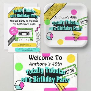 Crachá Festa de aniversário Totalmente Tubular de anos 80