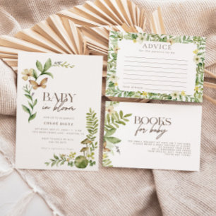 Cartão de Aviso de Chá de fraldas Botânico Selvage