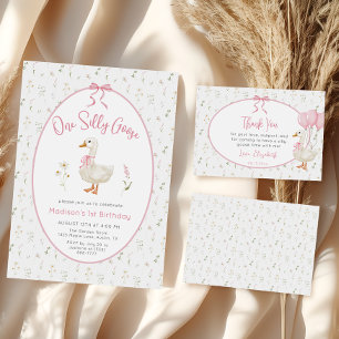 Convite Um Bobo Goose Vintage Floral Girl primeiro anivers