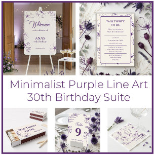 Convite Arte Floral Roxa Elegante para Aniversário de 30 A