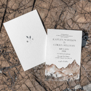 Convite Neutral Tone Mountain Wedding Invitation