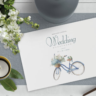 Convite Casamento Bohemian Blue Bicycle Watercolor