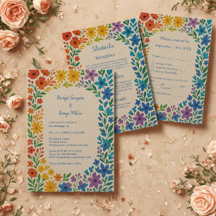 Convite Casamento Floral Rustico de Rainbow Wildflower