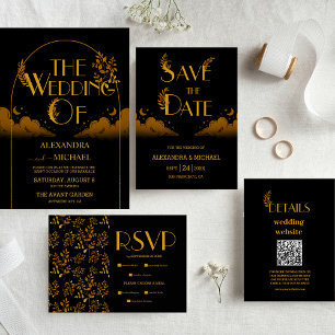 Numeração De Mesa Glam Mystical Black Dourado Nuvens Casamento Lua