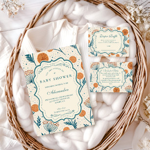 Cartão De Informações Sorteio de Fraldas Botânicas de Laranja Salvia