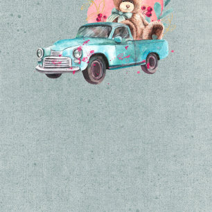 Convite Chá de fraldas do Urso de Teddy Truck Vintage