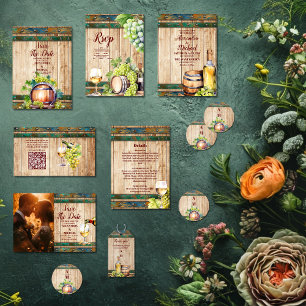 Reserve A Data Foto: Moderna Paisagem de Vinha de Aquarela Chic