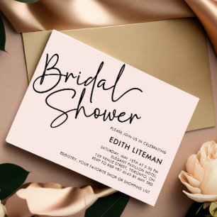 Convite Brida Rosa Elegante com Script Simples Manuscrito