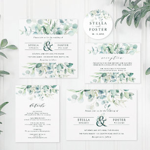 Convite Foliage Verde Ampersand Wedding Elegante