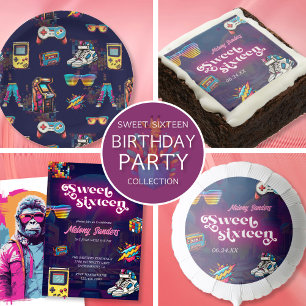 Prato De Papel Padrão do anos 80 de Neon da Vintage Retro