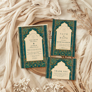 Convite Casamento Islâmico Arco Teal