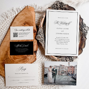 Cartão De Agradecimento Casamento Fotográfico do Script Clássico de Elegân